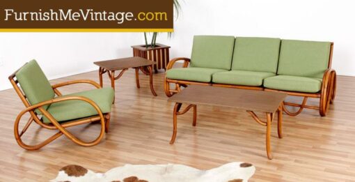 Restored Mid Century Modern Pretzel Rattan Patio Set