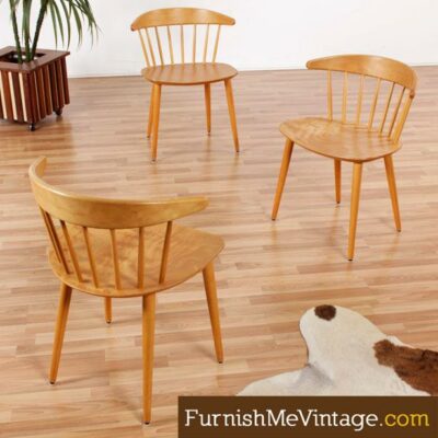 Mid Century Modern Danish Birch Spindle Chairs