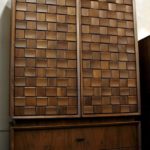 Vintage Mid Century Modern Brutalist Armoire Dark Walnut