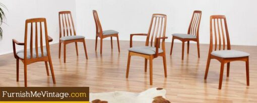 Set of 6 Restored Benny Linden Teak Chairs in Gray