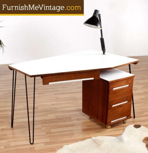 Mid Century Modern Hairpin Corner Desk