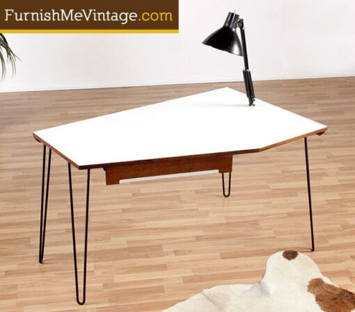 Mid Century Modern Hairpin Corner Desk