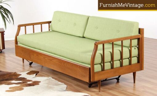 Restored Mid Century Modern Sofa with Trundle Bed