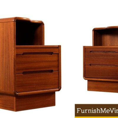 Pair of Modern Contoured Teak Nightstands