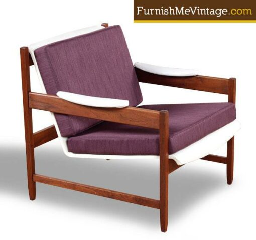 Two-Tone Mid Century Modern Arm Chair with ottoman