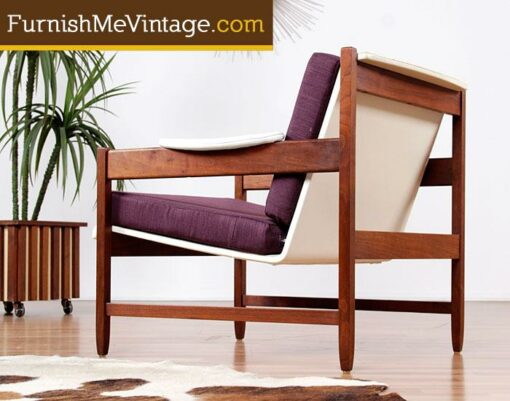 Two-Tone Mid Century Modern Arm Chair with ottoman