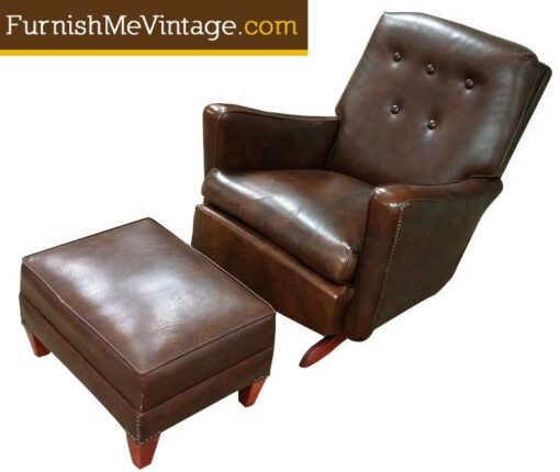 Vintage 1950s Rocking Recliner with Ottoman