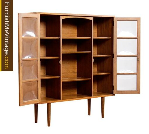 Mid Century Modern Hutch with Bubble Glass