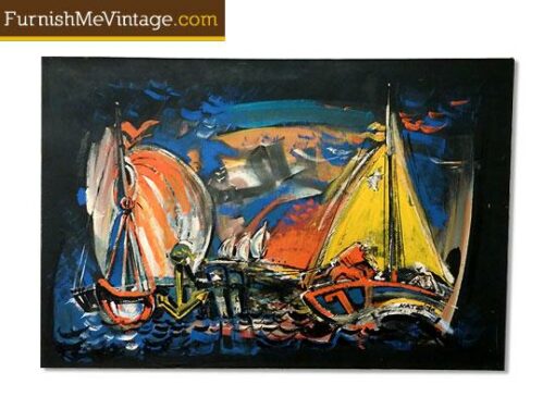 Mid Century Original Nautical Painting by Katz