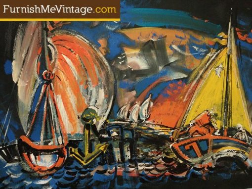 Mid Century Original Nautical Painting by Katz