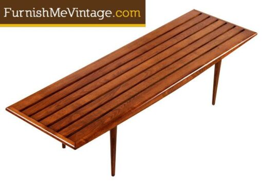 Refinished Mid Century Modern Slat Bench / Table