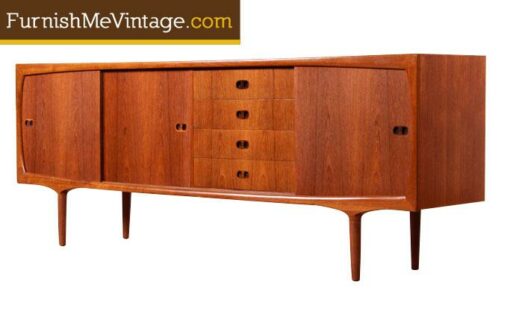 Restored Huge Mid Century Modern Danish Teak Credenza