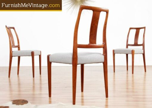 Set of 6 Restored Vintage Sculpted Teak Dining Chairs