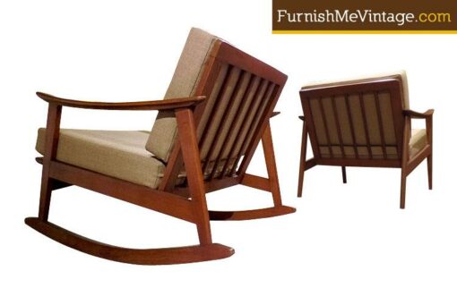 Restored Mid Century European Rocking Chair and Arm Chair