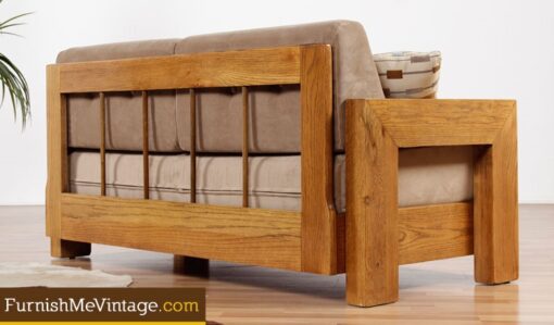 Restored Vintage Modernist Oak Loveseat