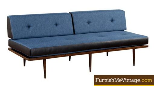 Restored Blue and Black Mid Century Daybed Sofa