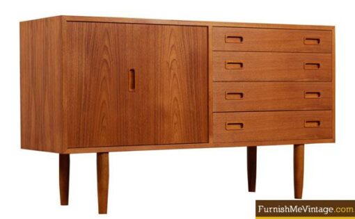 Restored Teak Poul Hundevad Folding Door Credenza