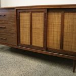 Caned Front Mid Century Modern Credenza