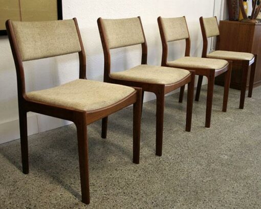 4 Danish Teak Dining Chairs Mid Century Modern