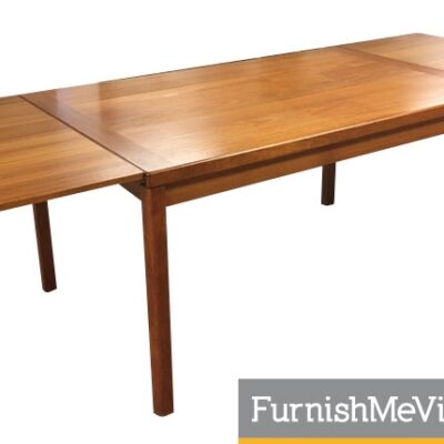 Vintage Opposing Inlay Danish Teak Draw Leaf Table