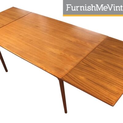 Restored Vintage Bowed Profile Teak Dining Table