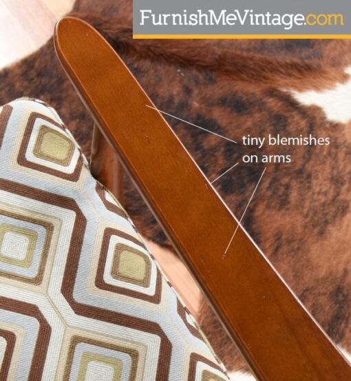 Restored Mid Century Modern Patterned Chair with Ottoman