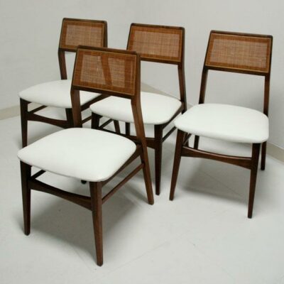4 Vintage Mid Century Modern Jens Risom Style Dining Chairs