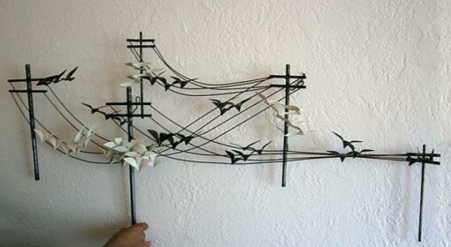 Jere Style Mid Century Modern Birds on Wire Wall Sculpture