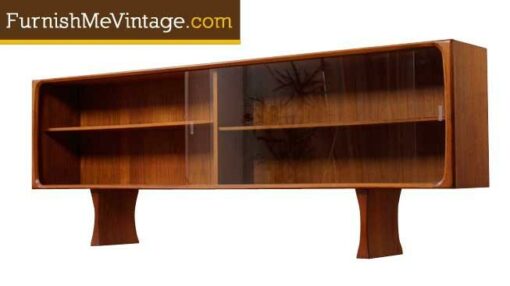 Long mid century modern Danish teak display credenza