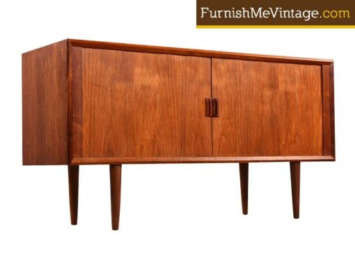 Vintage Tambour Door Danish Teak Credenza