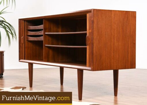 Vintage Tambour Door Danish Teak Credenza