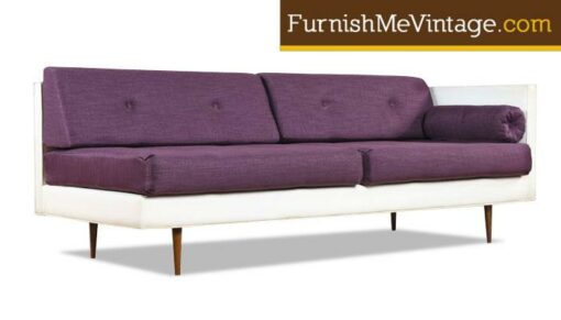 Restored Purple and White Mid Century Sofa