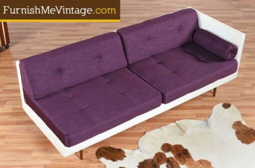 Restored Purple and White Mid Century Sofa