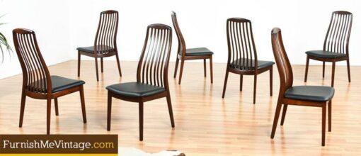 Set of 7 Modern Ergonomic Rosewood Dining Chairs