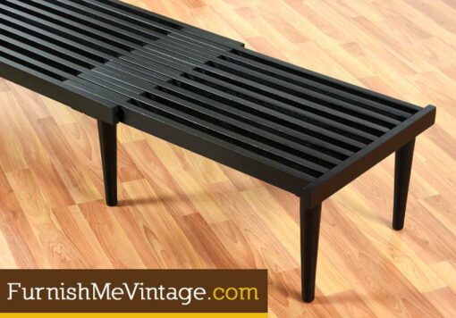 Expanding Mid Century Modern John Keal Slat Bench