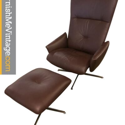 Fjords Motion Concept 10A Cacoa Leather Recliner with Stool