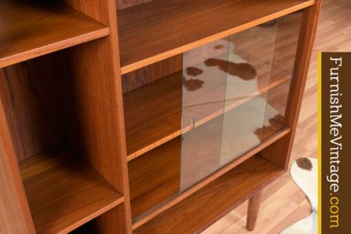 Restored Danish Teak Bookcase with Glass Display
