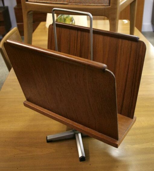 Teak Vintage Mid Century Modern Norwegian Magazine Rack