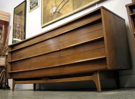 Long Triple Dresser Vintage Mid Century Modern Danish Style