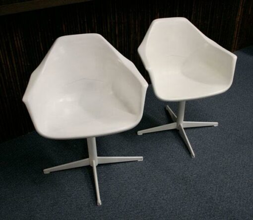 Two Saarinen Style Tulip Arm Chairs Vintage Modern