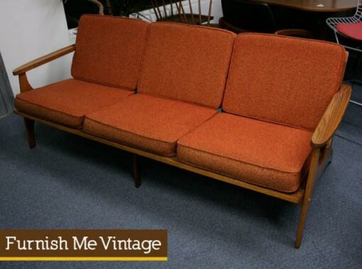 Orange Danish Style Couch Mid Century Modern