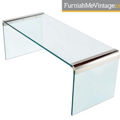 Pace Collection Chrome and Glass Waterfall Coffee Table by Leon Rosen