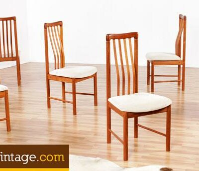 6 Ergonomic Benny Linden Teak Dining Chairs
