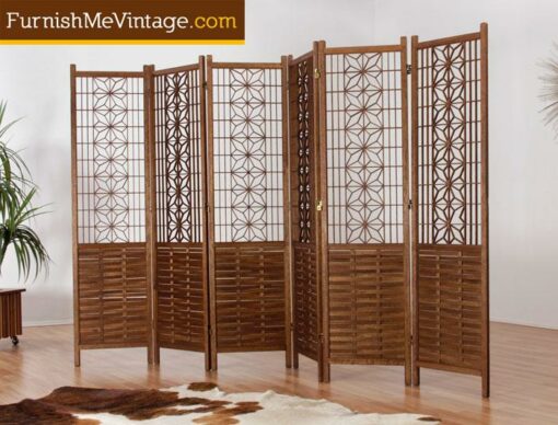 Vintage Six Panel Teak Room Divider Screen