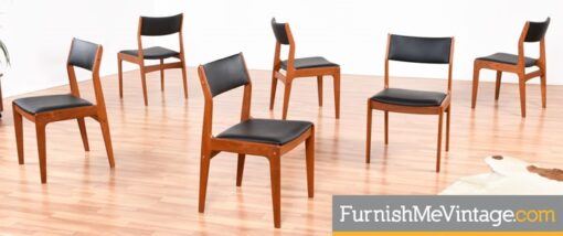 Set of Six Restored Vintage Teak Dining Chairs By Dixie