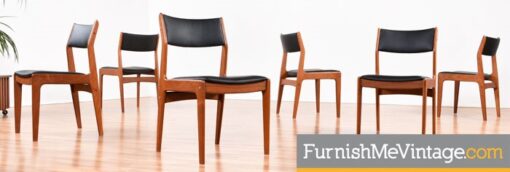 Set of Six Restored Vintage Teak Dining Chairs By Dixie