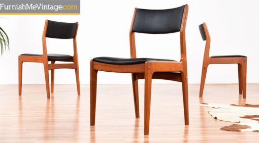 Set of Six Restored Vintage Teak Dining Chairs By Dixie