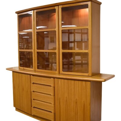 Vintage Skovby Lighted Danish Teak China Cabinet