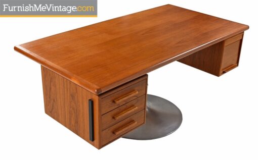 Bespoke Teak Executive Desk on Pedestal Base
