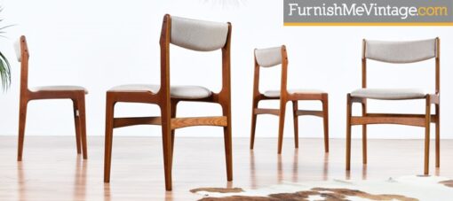 Set of Four Restored Mid Century Modern Danish Teak Chairs